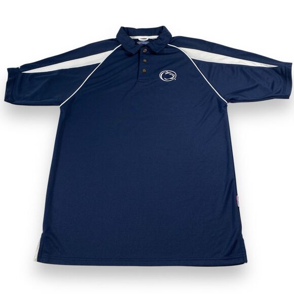 Penn State Polo Shirt Mens Large Blue Russell Athletic Short Sleeve Logo College - Picture 1 of 5